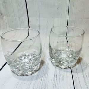 Bormioli Rocco Italian Crystal Lowball Glasses Crown Royal Etched 10oz Set of 2